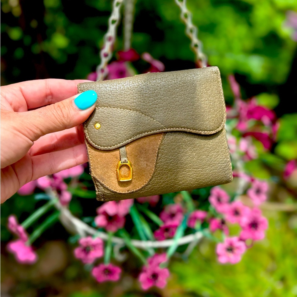 GUCCI Horsebit Leather & Suede Wallet Vintage